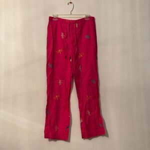 vintage hot pink dragonfly linen pants